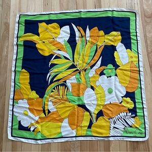 Vtg 1960s Pierre Cardin Colorful Floral Silk Scarf